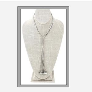 Sparkling Silver Bolo Tassel Necklace